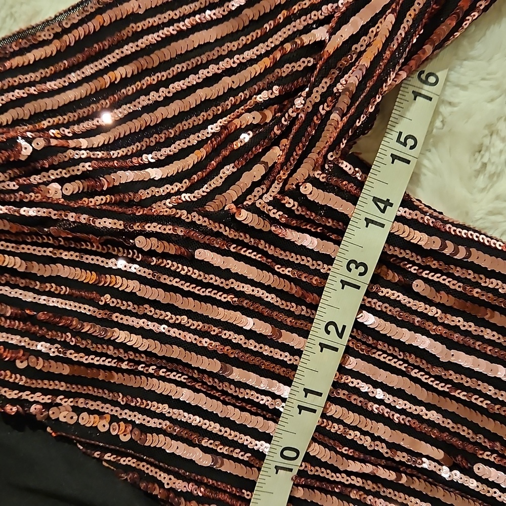 Bardot Stripe Pink Rose Colored Sequins Bellissa Dress Long Sleeve XS - Picture 3 of 13